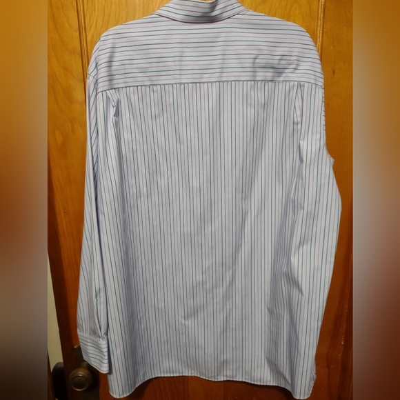 Joseph Abboud men's dress shirt size 17 1/2 neck 34-35 sleeve blue with stripes - Picture 2 of 4